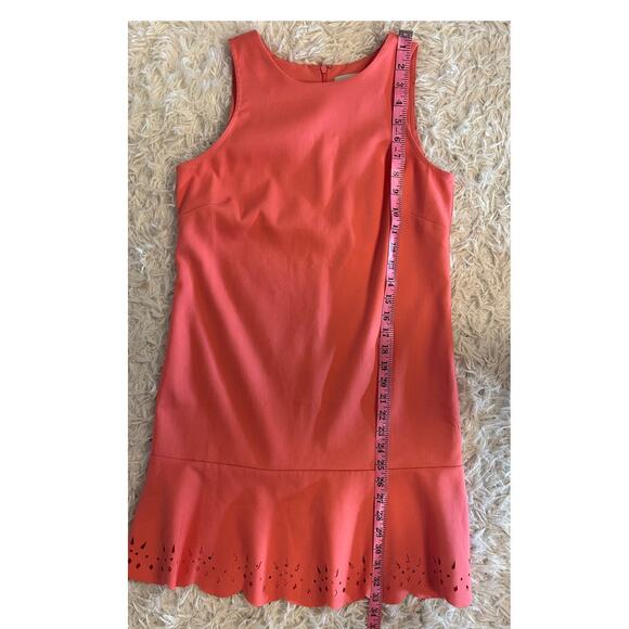 Loft Women's Size 0 Petite Women's Coral Pink Laser Cut Hem Sheath Dress #0426 - Picture 9 of 10